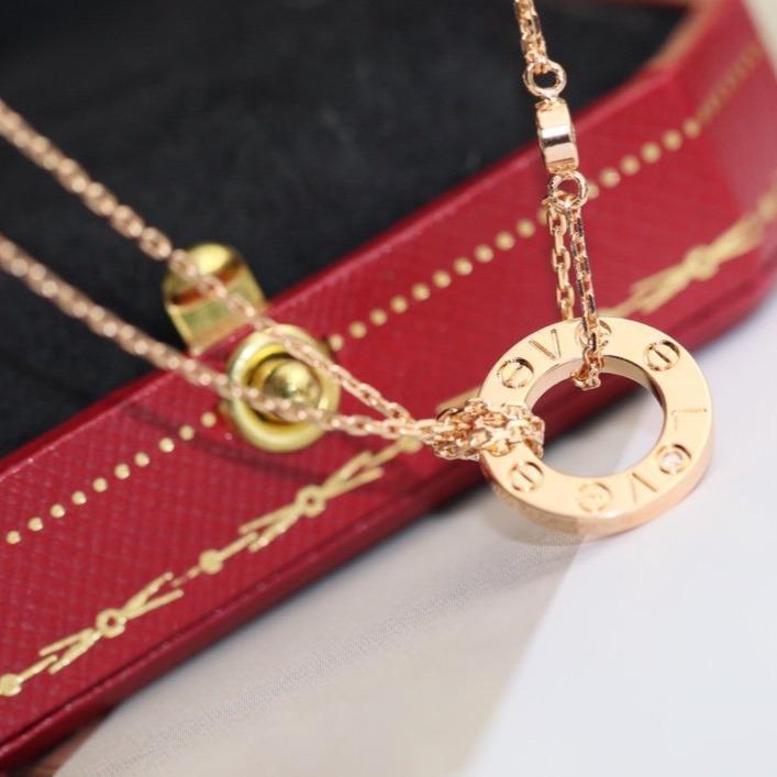 [Renovia Jewelry]LOVE NECKLACE ADJUSTABLE ROSE GOLD 2 DIAMOND