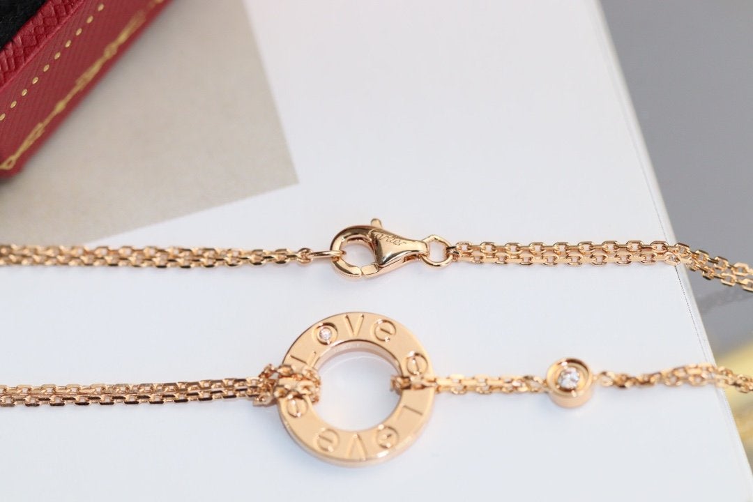 [Renovia Jewelry]LOVE NECKLACE ADJUSTABLE ROSE GOLD 2 DIAMOND