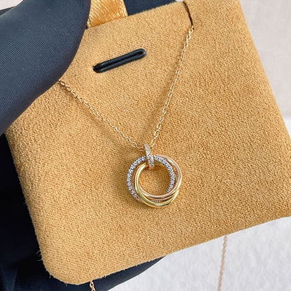 [Renovia Jewelry]TRINITY NECKLACE SILVER GOLD PINK GOLD DIAMONDS