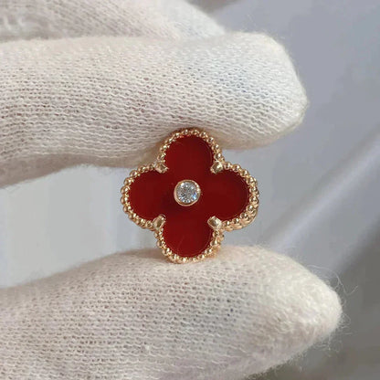 [Renovia Jewelry]CLOVER MEDIUM 1 MOTIFS CARNELIAN  DIAMOND earrings