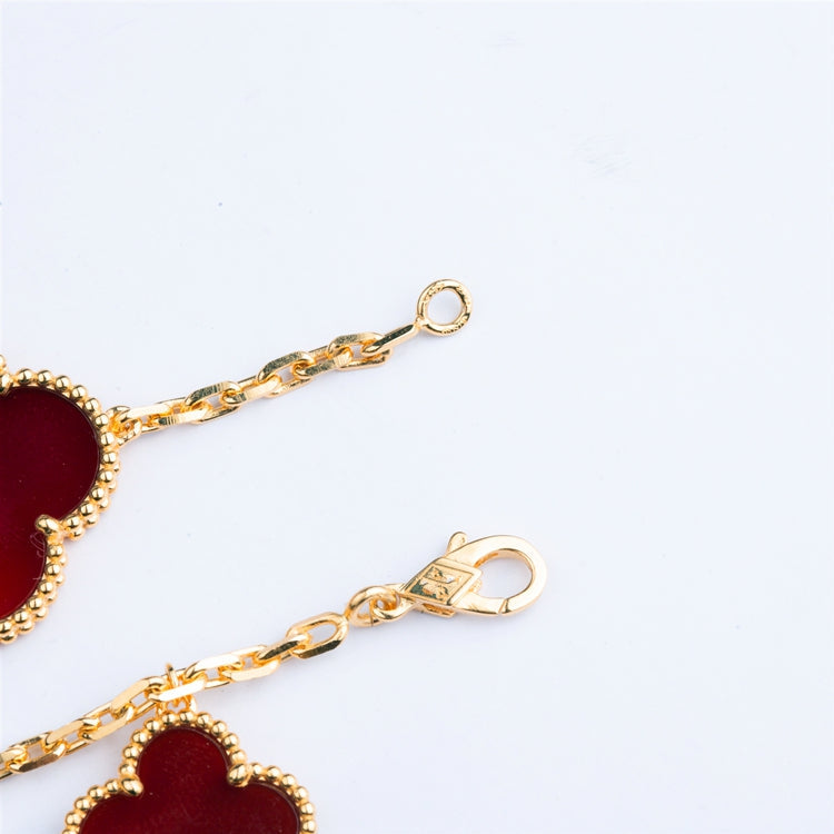 [Renovia Jewelry]クローバー ブレスレット 5モチーフ カーネリアン タイガーアイ