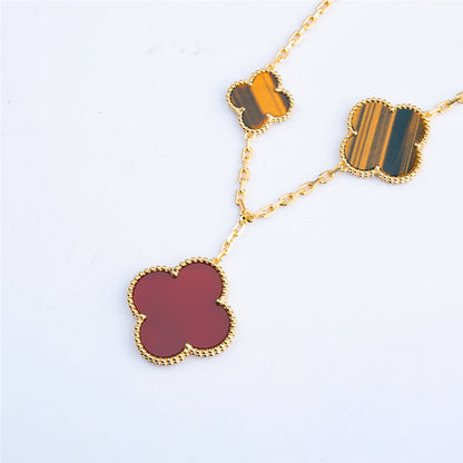 [Renovia Jewelry]クローバー ブレスレット 5モチーフ カーネリアン タイガーアイ