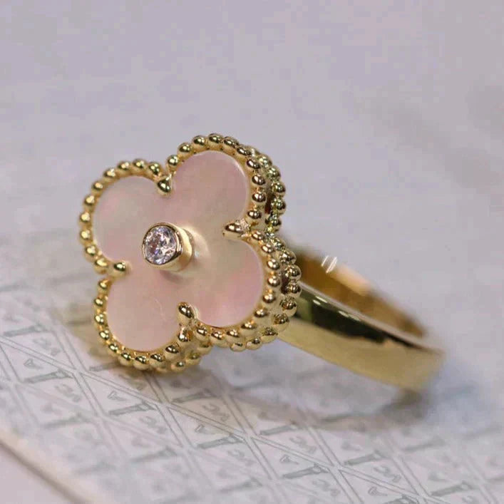 [Renovia Jewelry]CLOVER PINK MOP RING GOLD DIAMOND