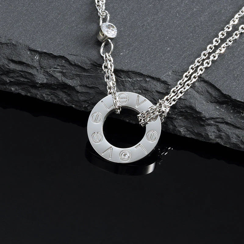 [Renovia Jewelry]LOVE NECKLACE 16MM 2 DIAMONDS