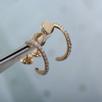 [Renovia Jewelry]JUSTE EARRINGS 12.75MM PINK GOLD DIAMOND