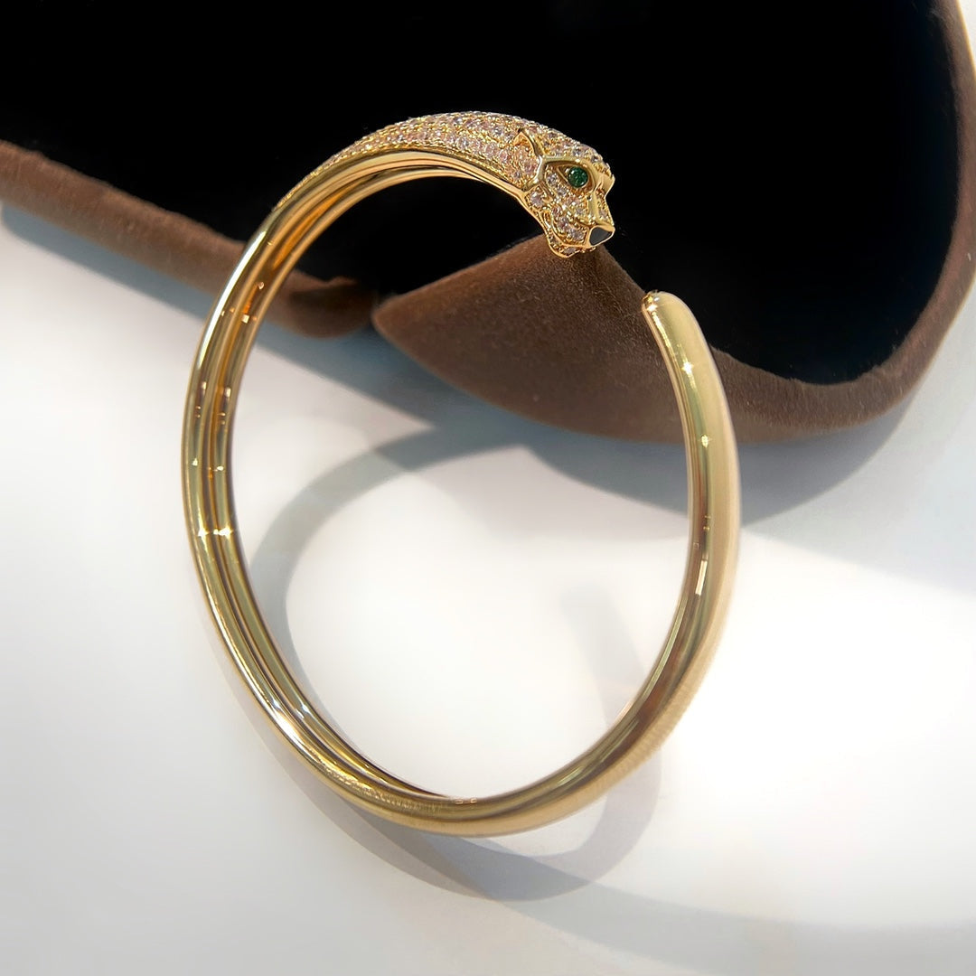 [Renovia Jewelry]PANTHERE GOLD DIAMOND OPEN BRACELET