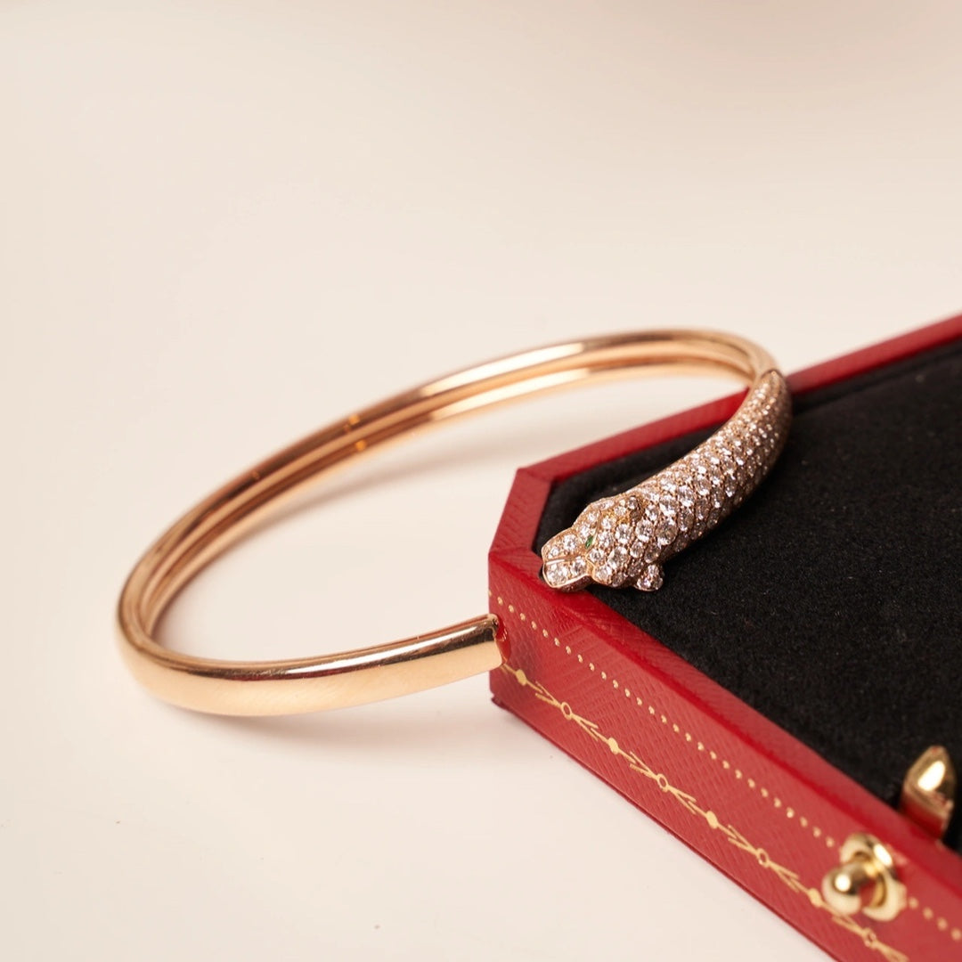 [Renovia Jewelry]パンテール ローズゴールド ダイヤモンド オープンブレスレット