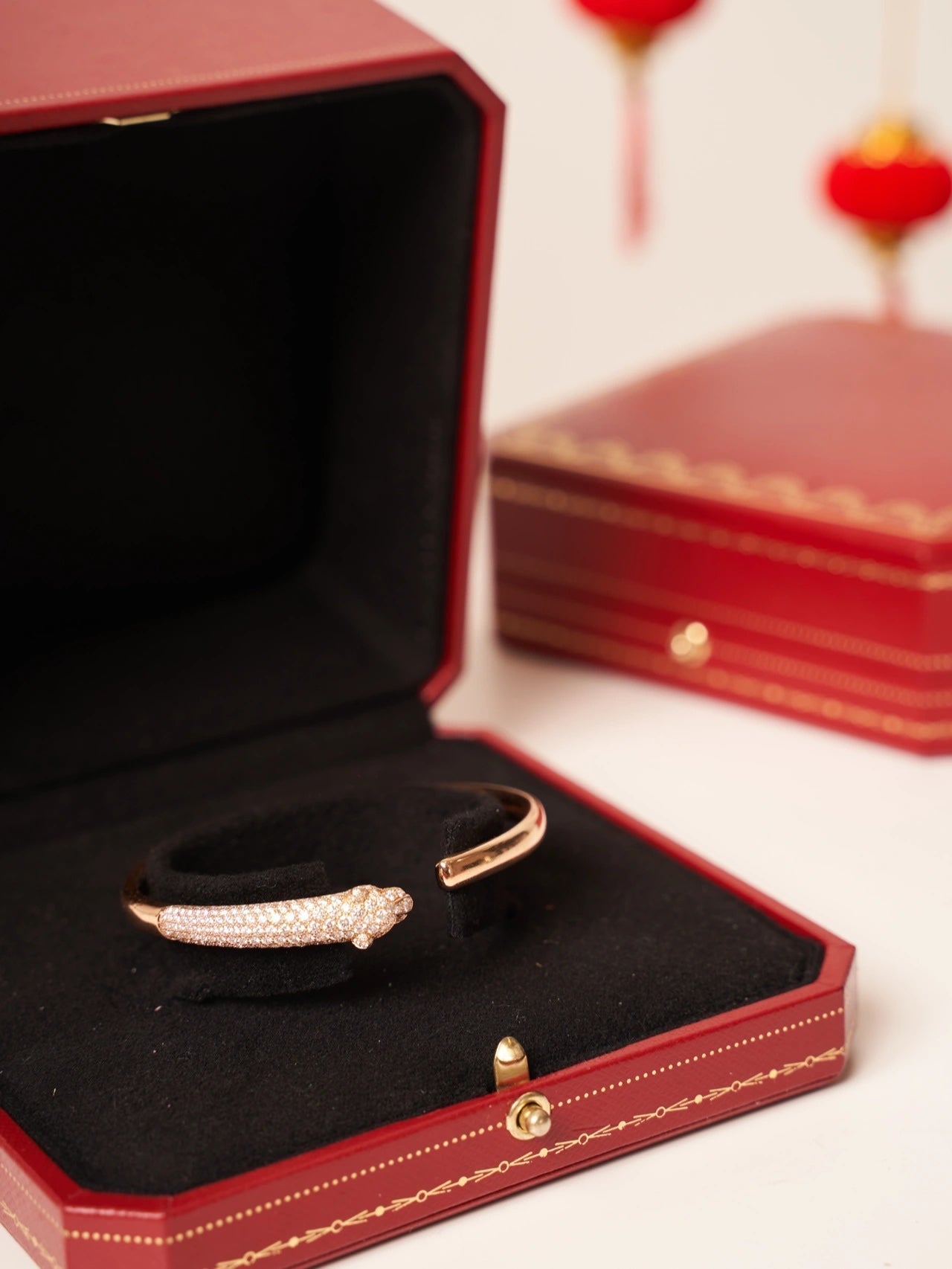 [Renovia Jewelry]パンテール ローズゴールド ダイヤモンド オープンブレスレット