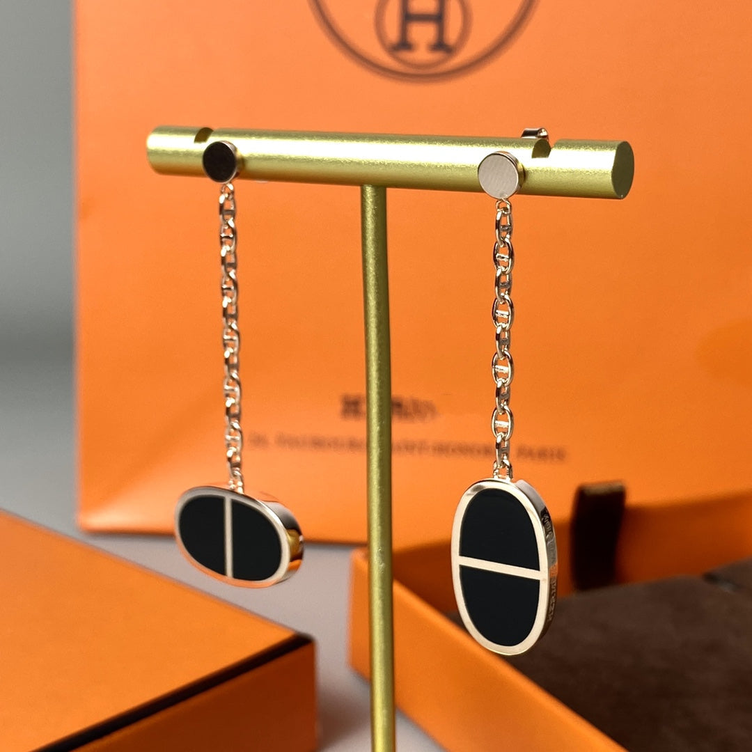 [Renovia Jewelry]チェーン ヴェルソ ブラックセラミックピアス