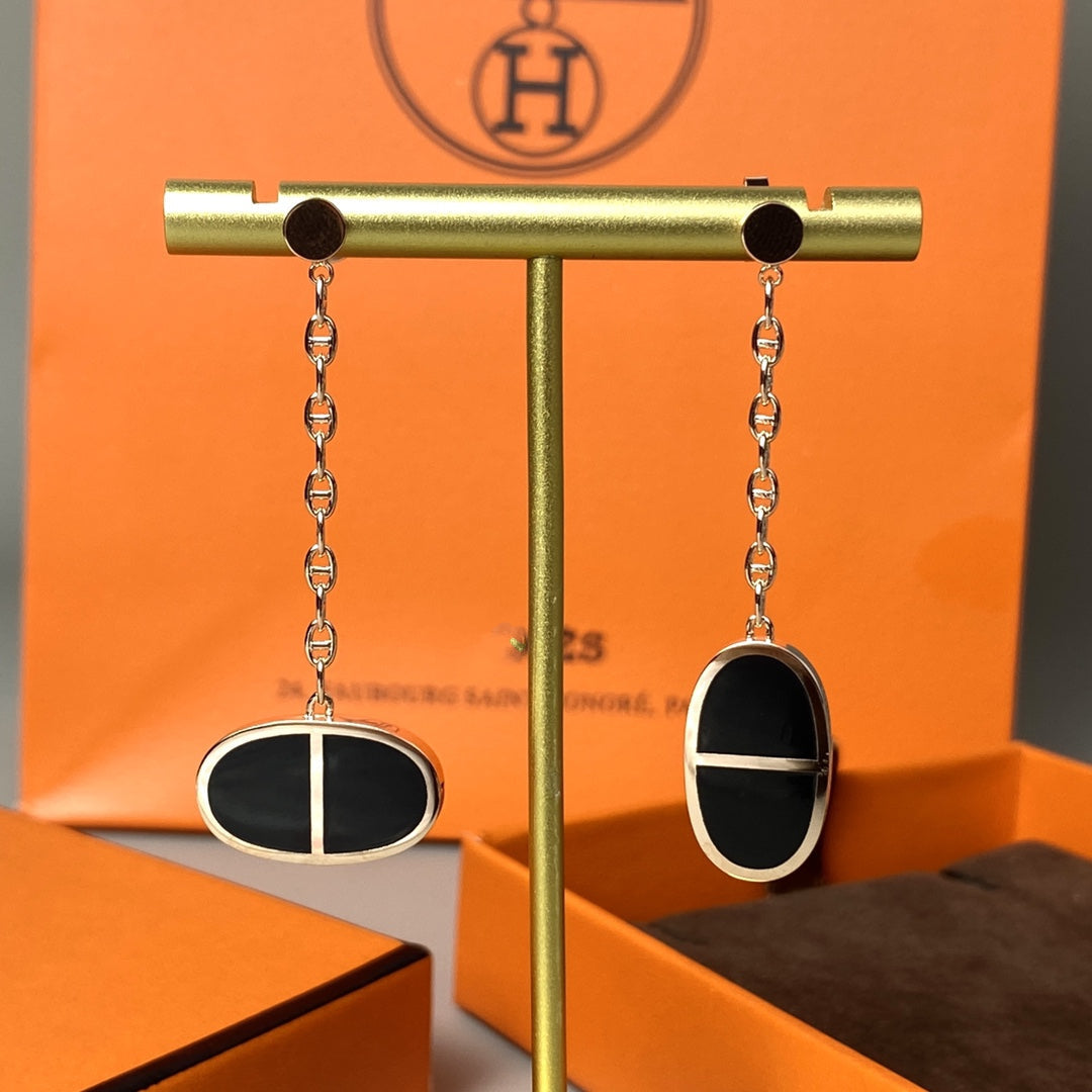 [Renovia Jewelry]チェーン ヴェルソ ブラックセラミックピアス