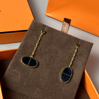 [Renovia Jewelry]チェーン ヴェルソ ブラックセラミックピアス