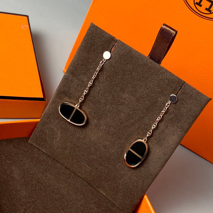 [Renovia Jewelry]チェーン ヴェルソ ブラックセラミックピアス