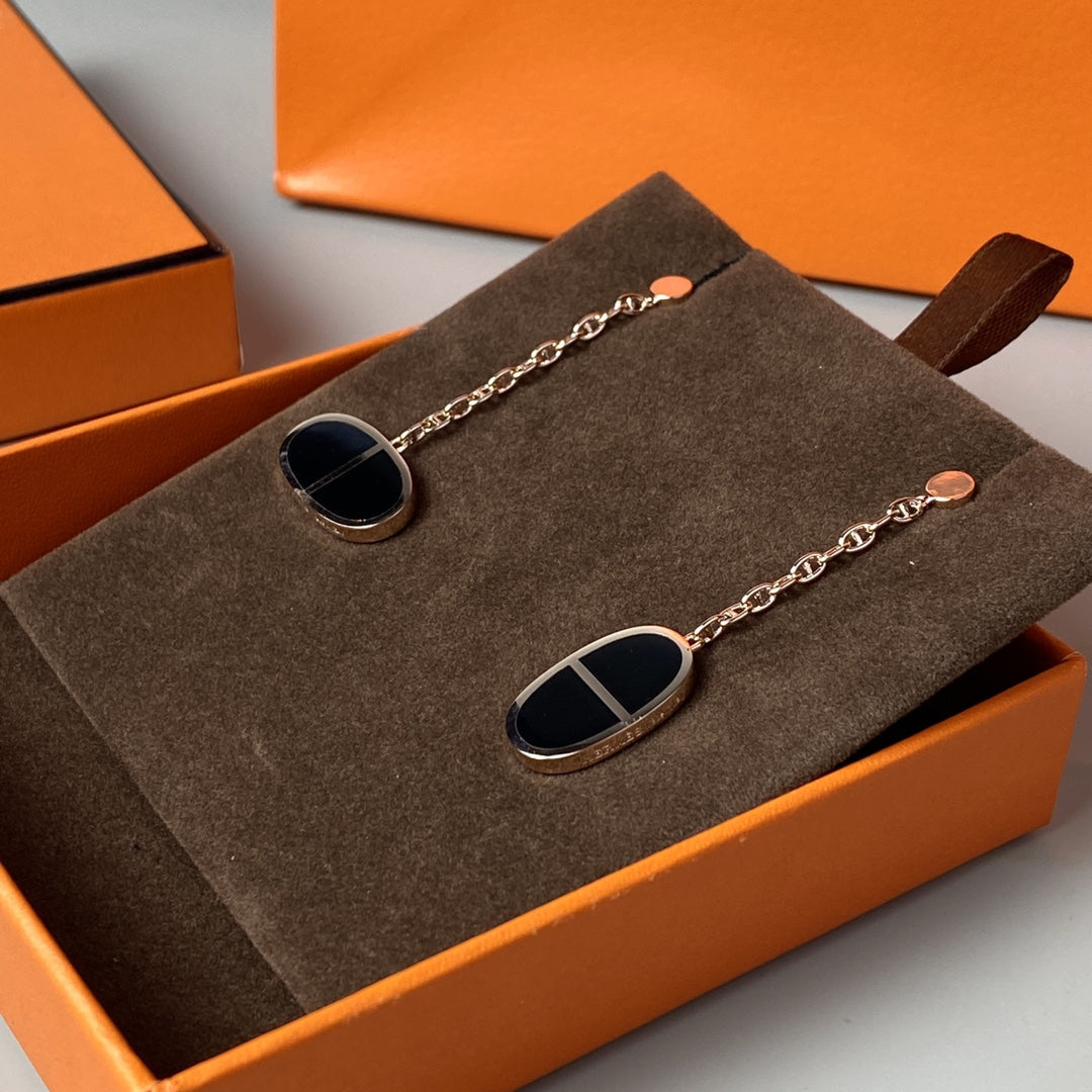 [Renovia Jewelry]チェーン ヴェルソ ブラックセラミックピアス
