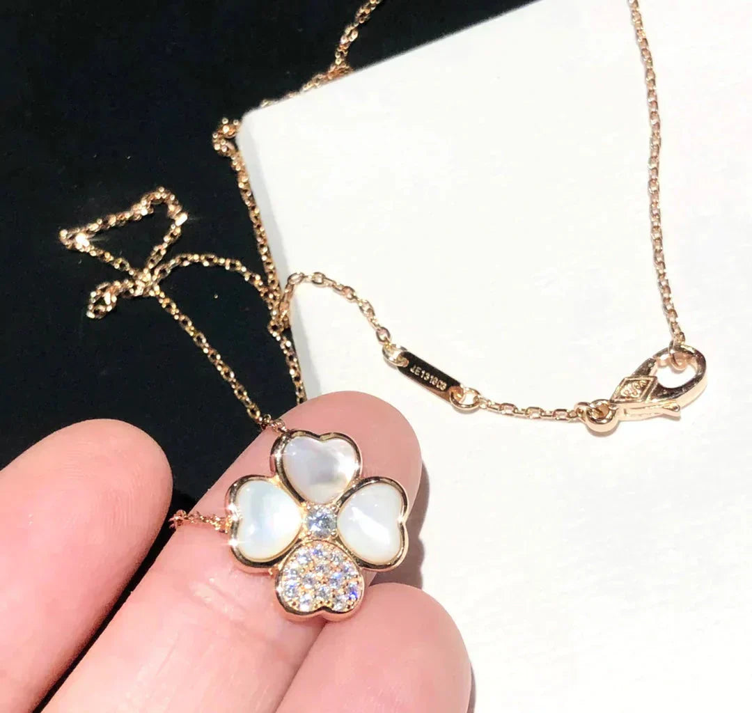 [Renovia Jewelry]CLOVER MOP DIAMOND ROSE GOLD NECKLACE