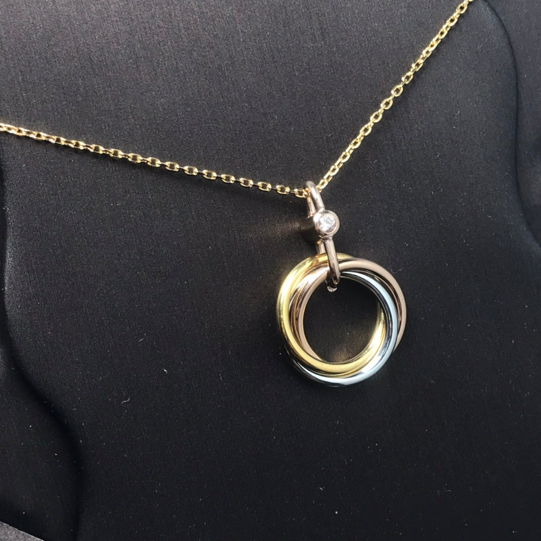 [Renovia Jewelry]TRINITY SILVER GOLD PINK GOLD NECKLACE