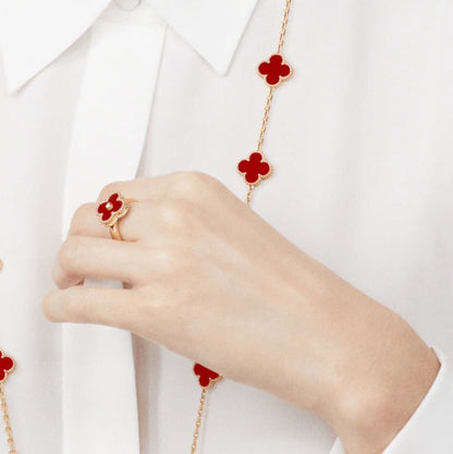 [Renovia Jewelry]クローバーカーネリアンリング ローズゴールドダイヤモンド