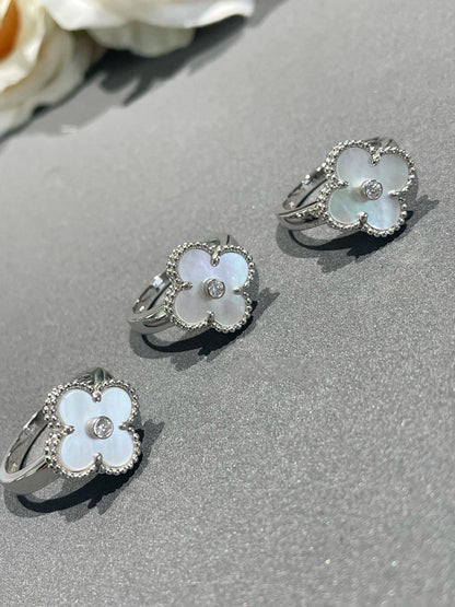 [Renovia Jewelry]クローバー シルバー マザーオブパール ダイヤモンド リング