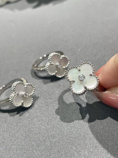 [Renovia Jewelry]クローバー シルバー マザーオブパール ダイヤモンド リング