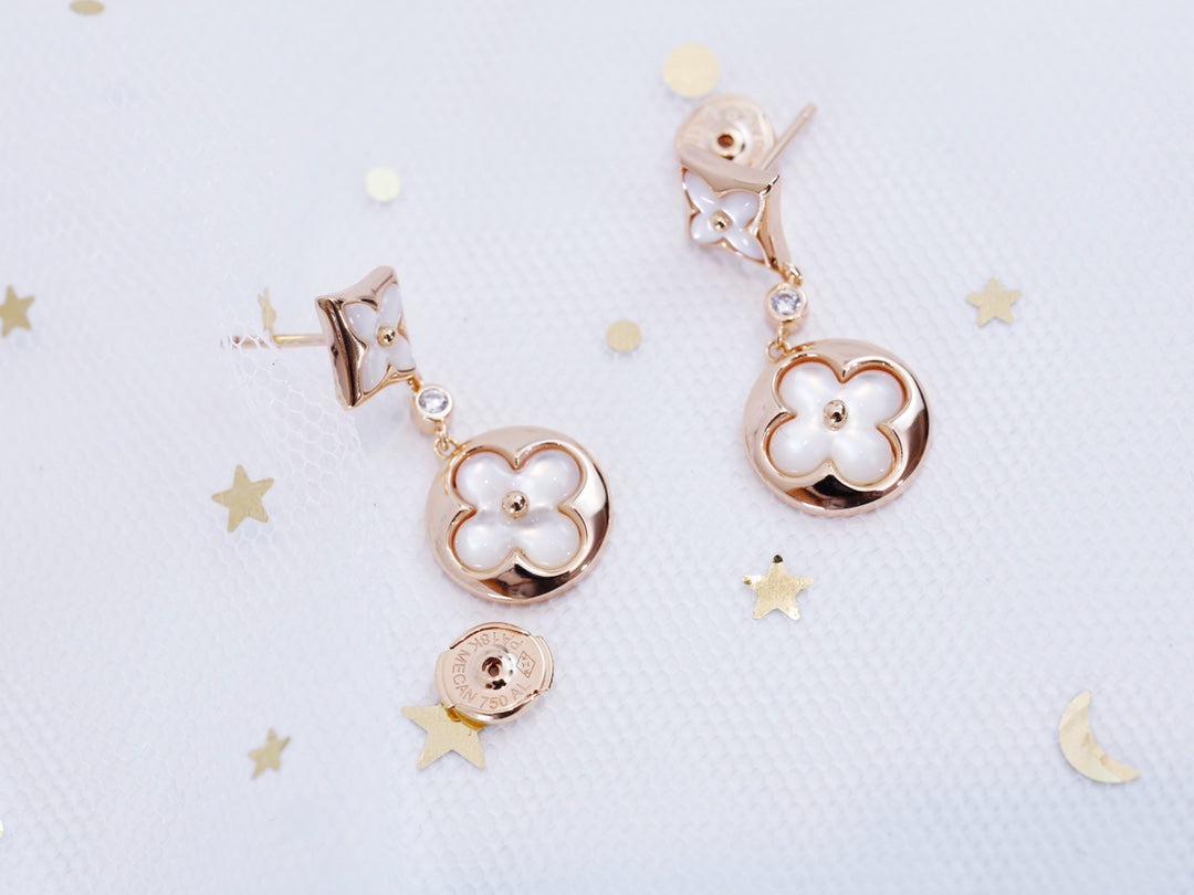 [Renovia Jewelry]スターアンドサン ピンクゴールド MOP ドロップピアス