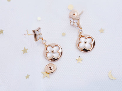 [Renovia Jewelry]スターアンドサン ピンクゴールド MOP ドロップピアス