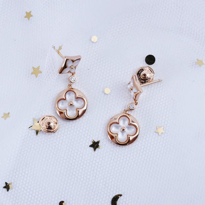 [Renovia Jewelry]スターアンドサン ピンクゴールド MOP ドロップピアス