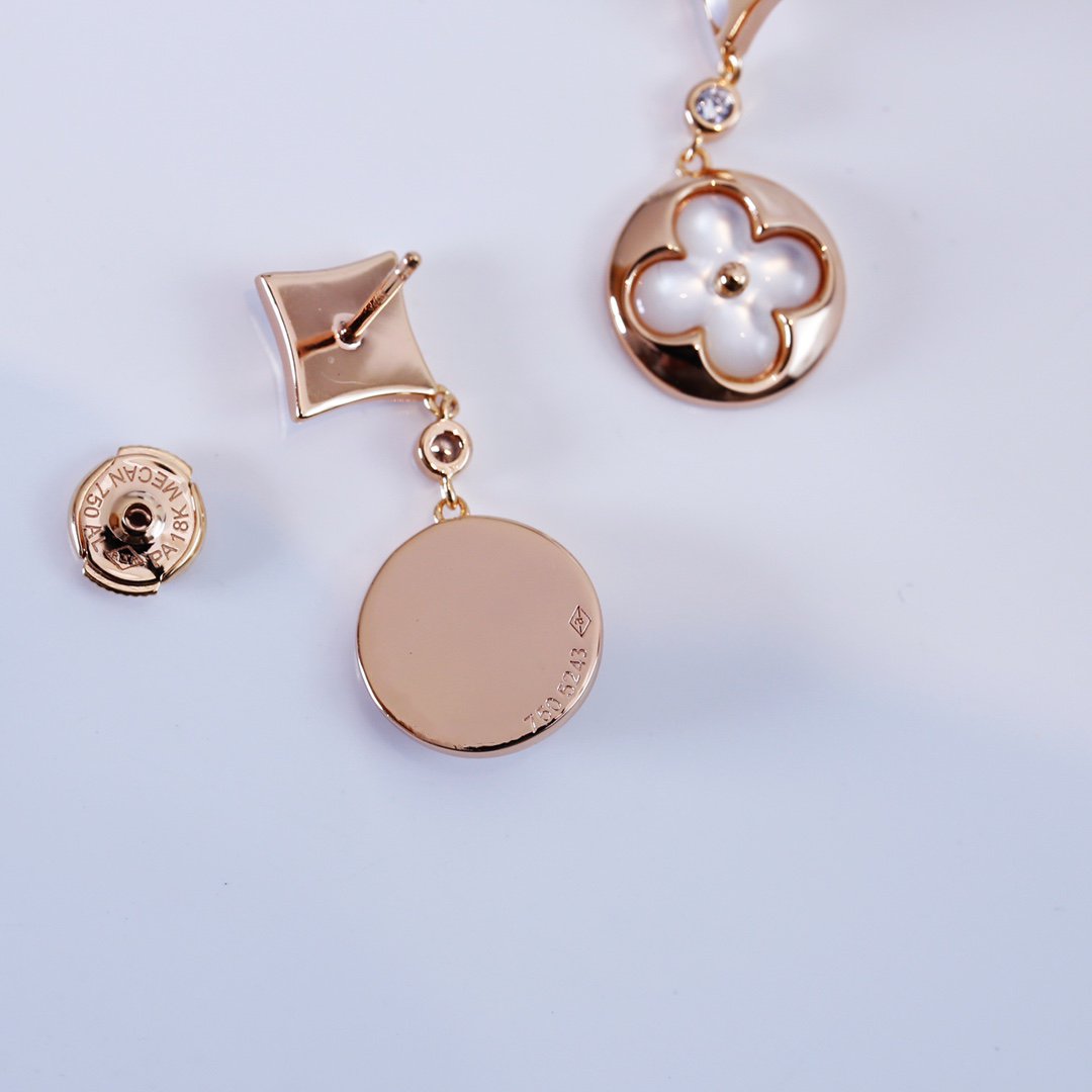 [Renovia Jewelry]スターアンドサン ピンクゴールド MOP ドロップピアス