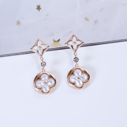 [Renovia Jewelry]スターアンドサン ピンクゴールド MOP ドロップピアス