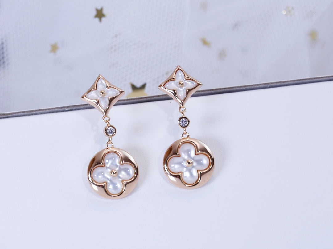 [Renovia Jewelry]スターアンドサン ピンクゴールド MOP ドロップピアス