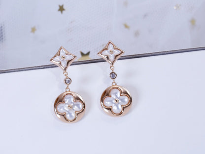 [Renovia Jewelry]スターアンドサン ピンクゴールド MOP ドロップピアス