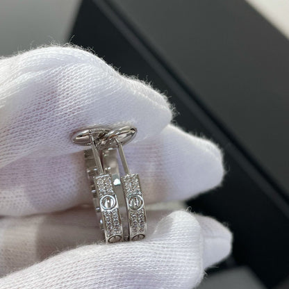 [Renovia Jewelry]LOVE DIAMOND SILVER HOOP EARRINGS
