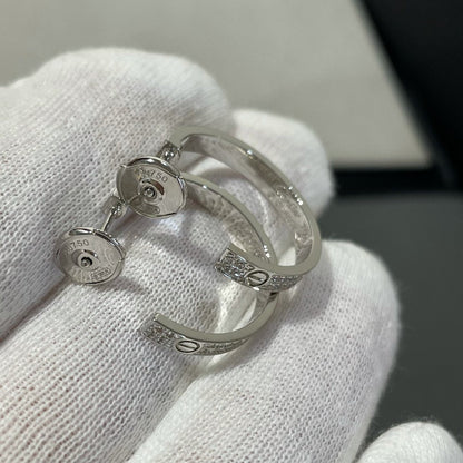 [Renovia Jewelry]LOVE DIAMOND SILVER HOOP EARRINGS