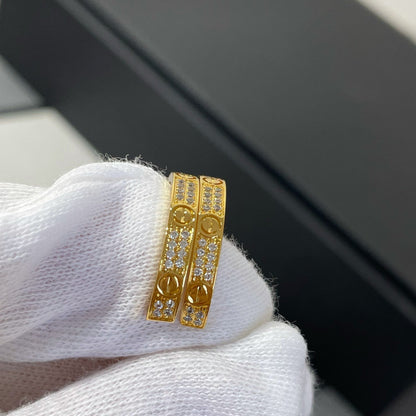 [Renovia Jewelry]LOVE DIAMOND GOLD HOOP EARRINGS