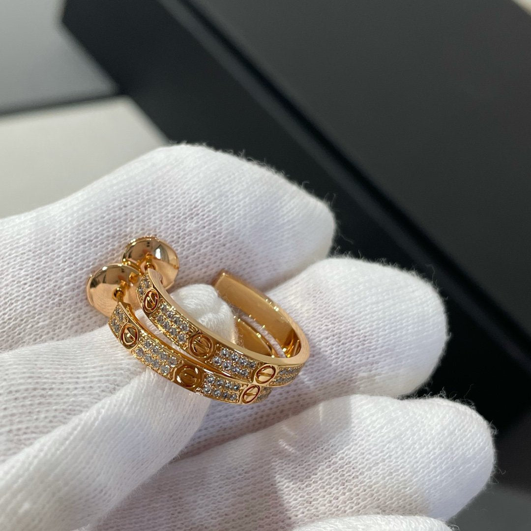 [Renovia Jewelry]LOVE DIAMOND PINK GOLD HOOP EARRINGS