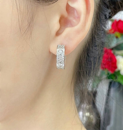 [Renovia Jewelry]LOVE 5.5MM DIAMOND PAVED EARRINGS