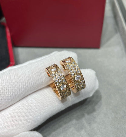 [Renovia Jewelry]LOVE 5.5MM DIAMOND PAVED EARRINGS