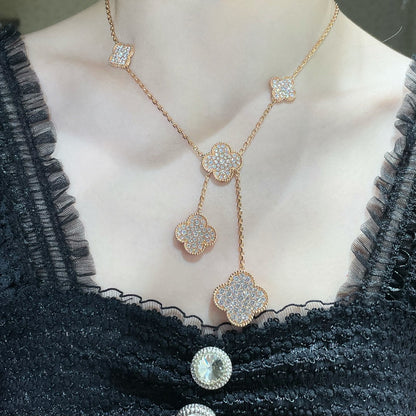 [Renovia Jewelry]CLOVER 6モチーフ ダイヤモンドパヴェネックレス