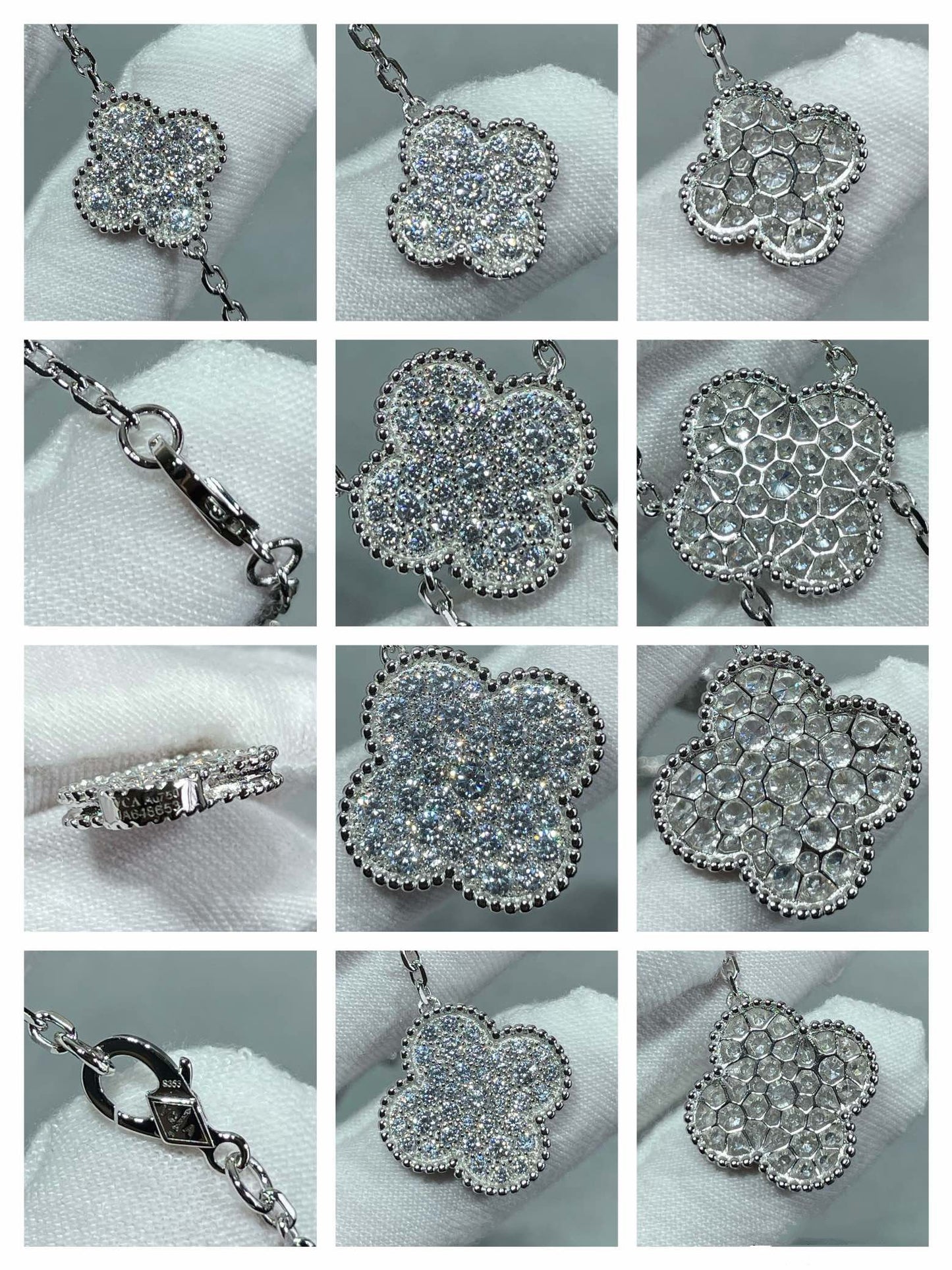 [Renovia Jewelry]CLOVER 6モチーフ ダイヤモンドパヴェネックレス
