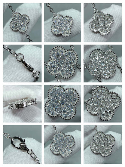 [Renovia Jewelry]CLOVER 6モチーフ ダイヤモンドパヴェネックレス