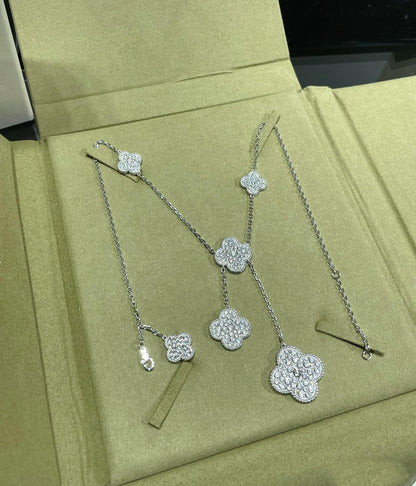 [Renovia Jewelry]CLOVER 6モチーフ ダイヤモンドパヴェネックレス