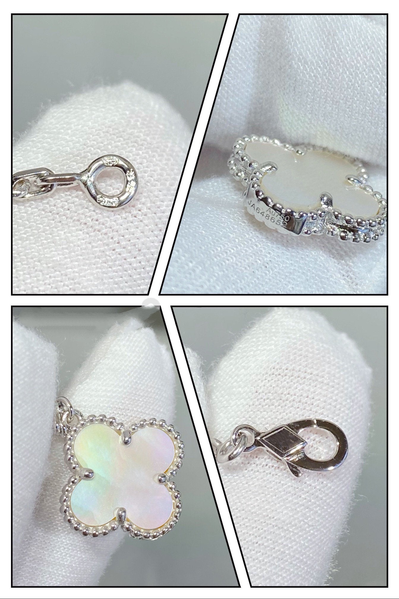 [Renovia Jewelry]CLOVER 5モチーフ ホワイトマザーオブパール シルバーブレスレット