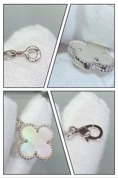 [Renovia Jewelry]CLOVER 5モチーフ ホワイトマザーオブパール シルバーブレスレット
