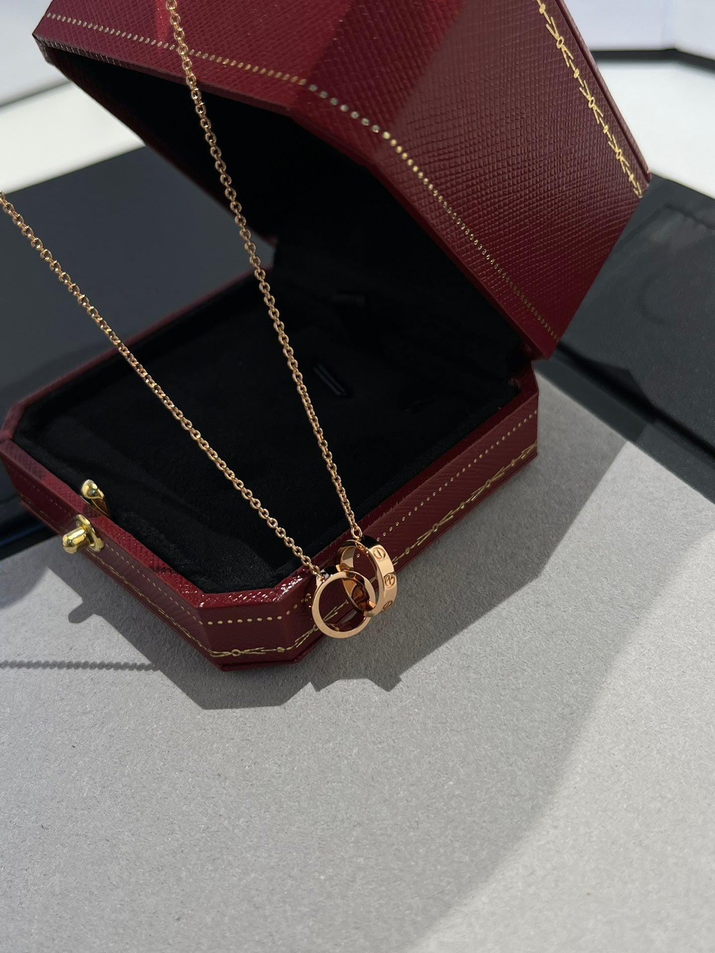 [Renovia Jewelry]LOVE NECKLACE DOUBLE RING PINK GOLD