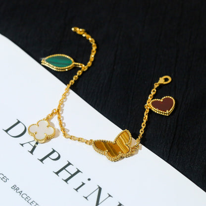 [Renovia Jewelry]ラッキースプリング 5モチーフ ゴールドブレスレット