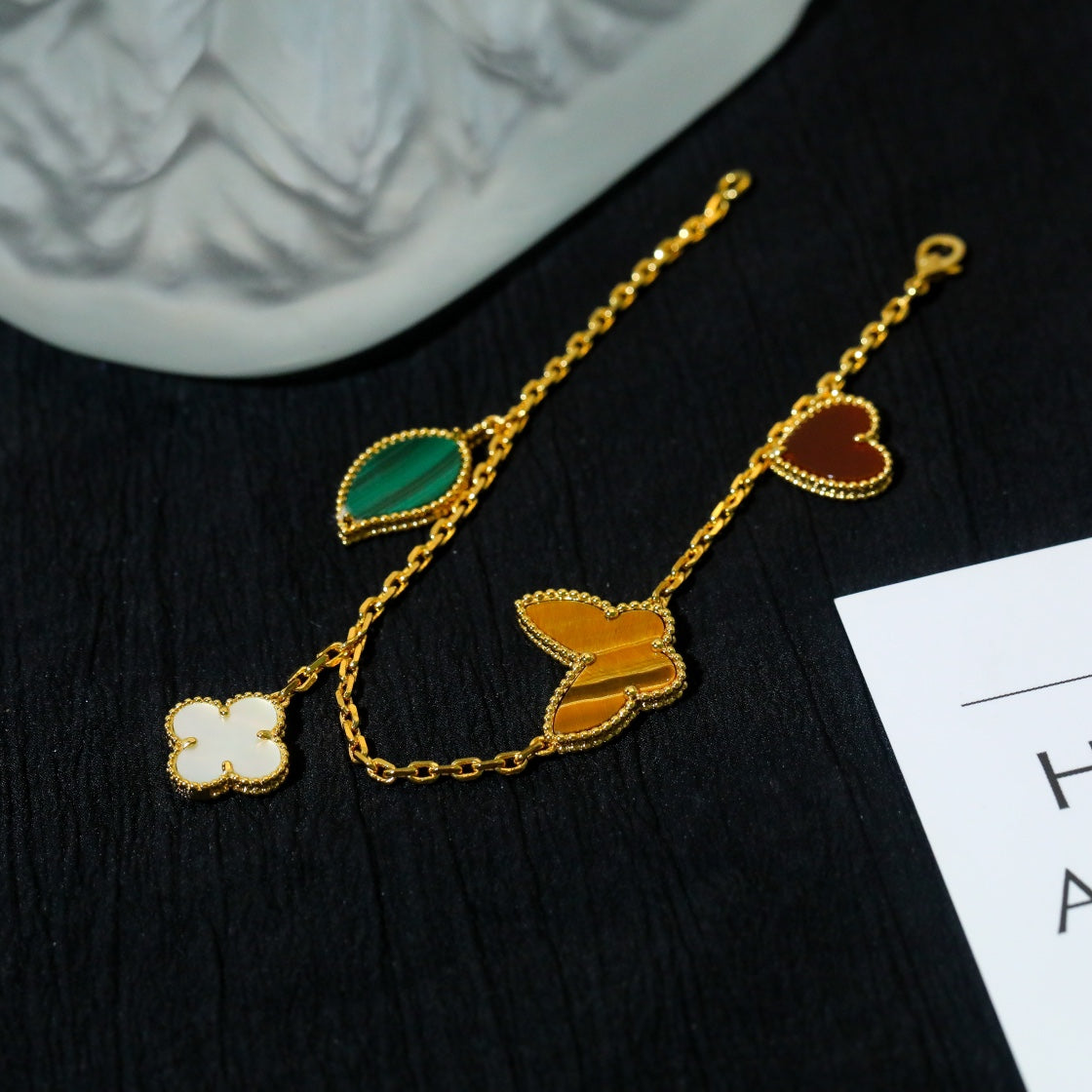 [Renovia Jewelry]ラッキースプリング 5モチーフ ゴールドブレスレット