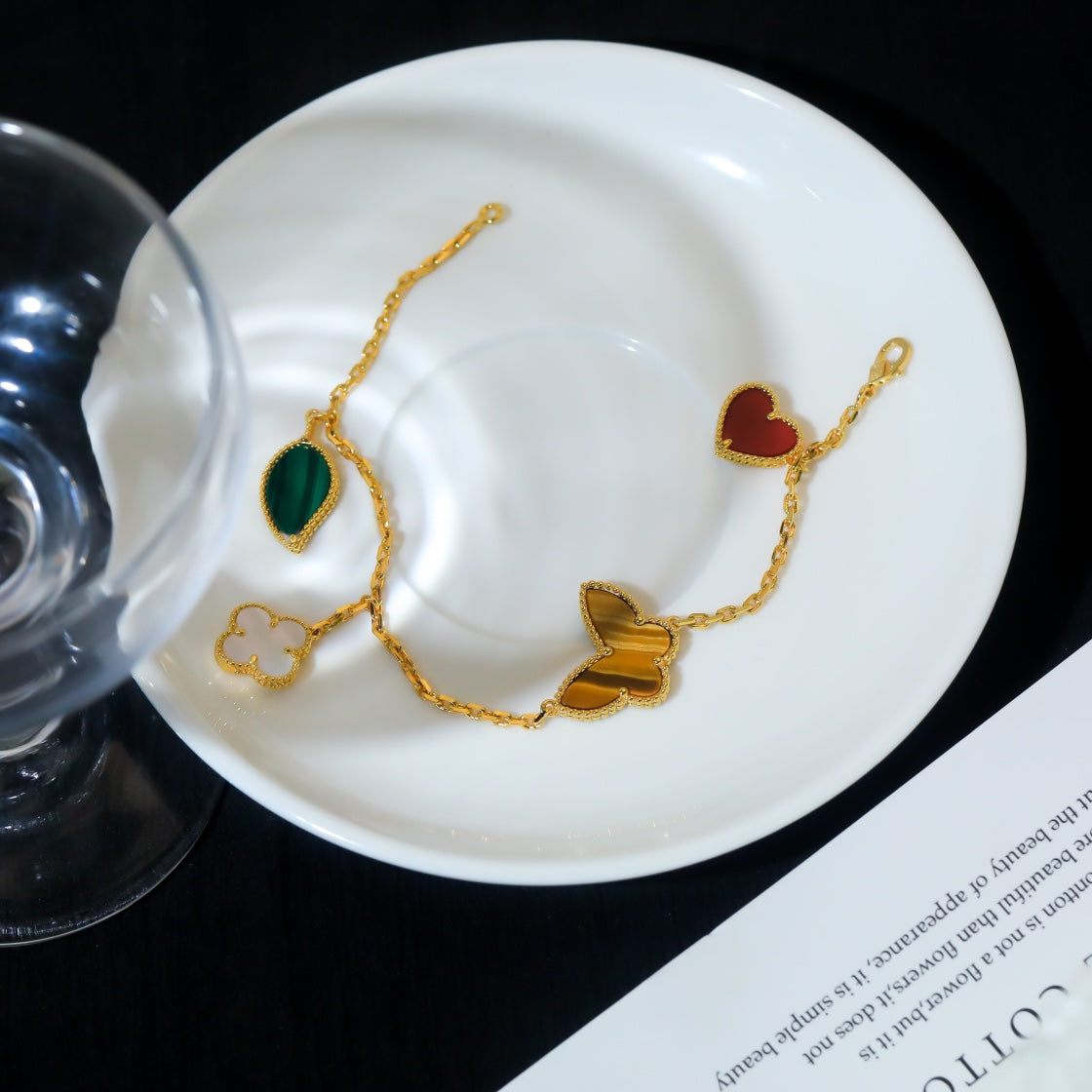[Renovia Jewelry]ラッキースプリング 5モチーフ ゴールドブレスレット