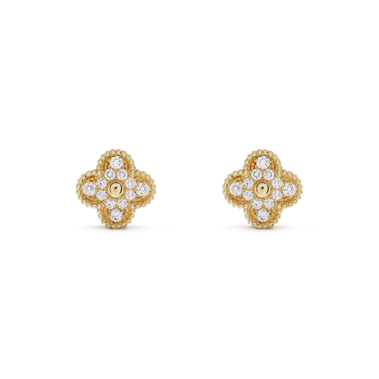 [Renovia Jewelry]CLOVER MEDIUM 1 MOTIFS FUll DIAMOND EARRINGS