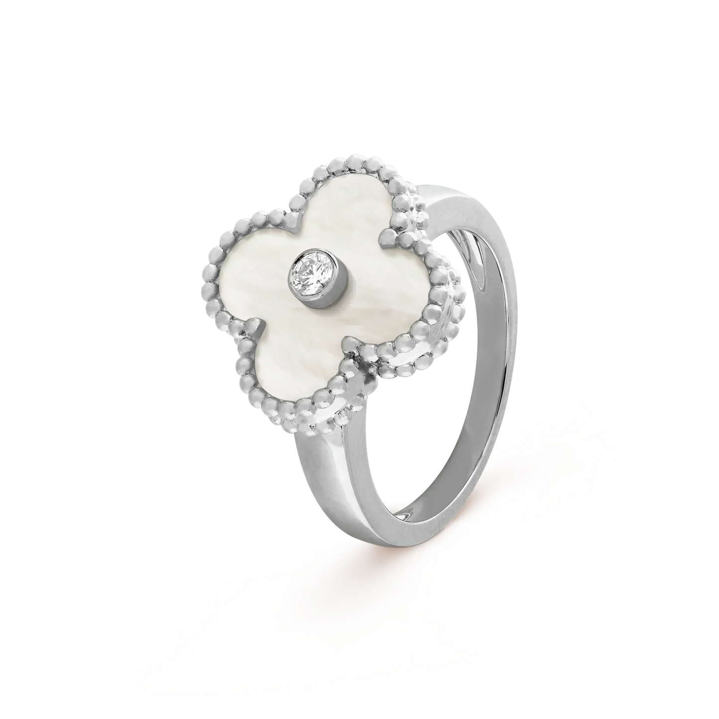 [Renovia Jewelry]クローバー シルバー マザーオブパール ダイヤモンド リング