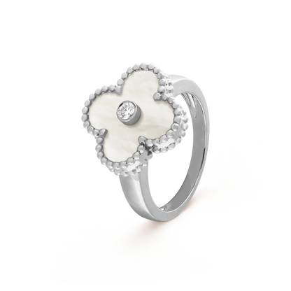[Renovia Jewelry]クローバー シルバー マザーオブパール ダイヤモンド リング