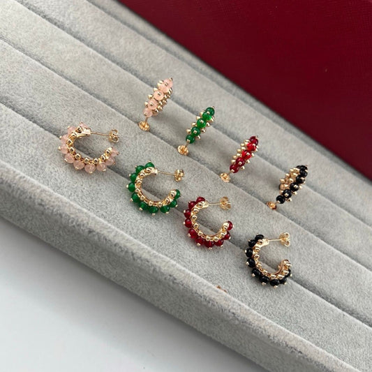 [Renovia Jewelry]NEW COLORED GEMSTONE COLLECTION SMALL HOOP EARRINGS