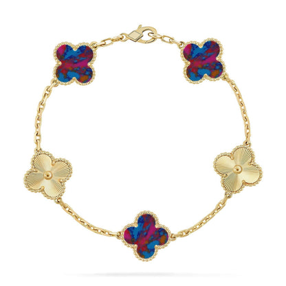 [Renovia Jewelry]CLOVER 5 MOTIF COLOR GEMSTONES BRACELET COLLECTION